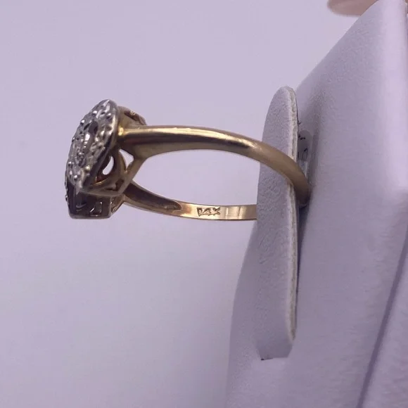 14k yellow & white gold diamond heart ring - Picture 8 of 12